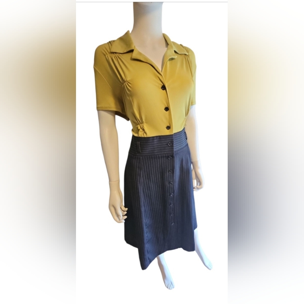 Two-Tone Button-Up Dress - Picture 1 of 11